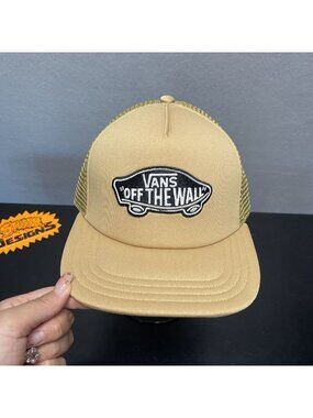 Vans "Off The Wall" Tan Snapback Trucker Hat Mesh Back Adjustable